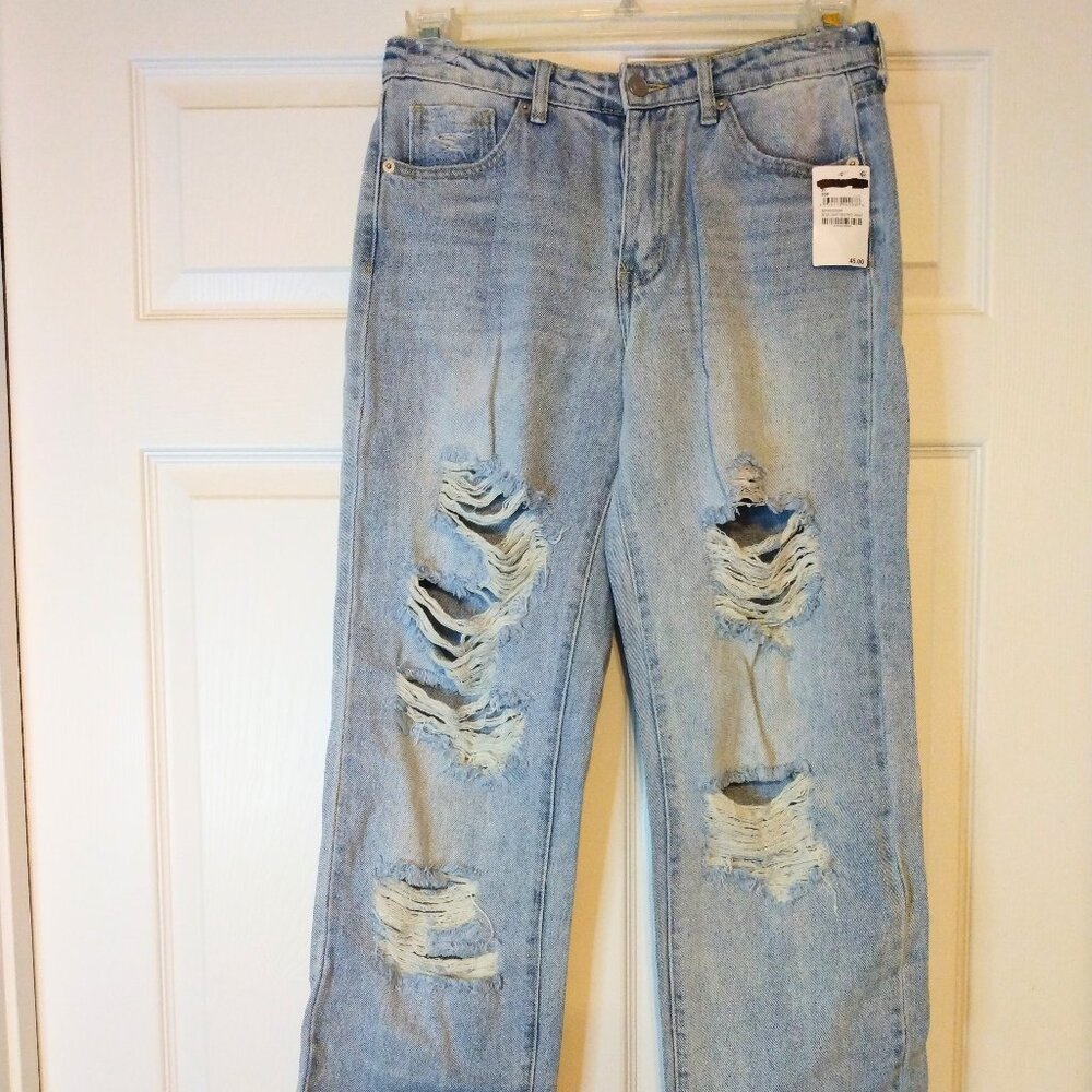 BP Women's High Rise Distressed Baggy Jeans Size 27